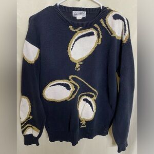 Vintage Join Him Navy, Sparkling Gold, and White Sweater